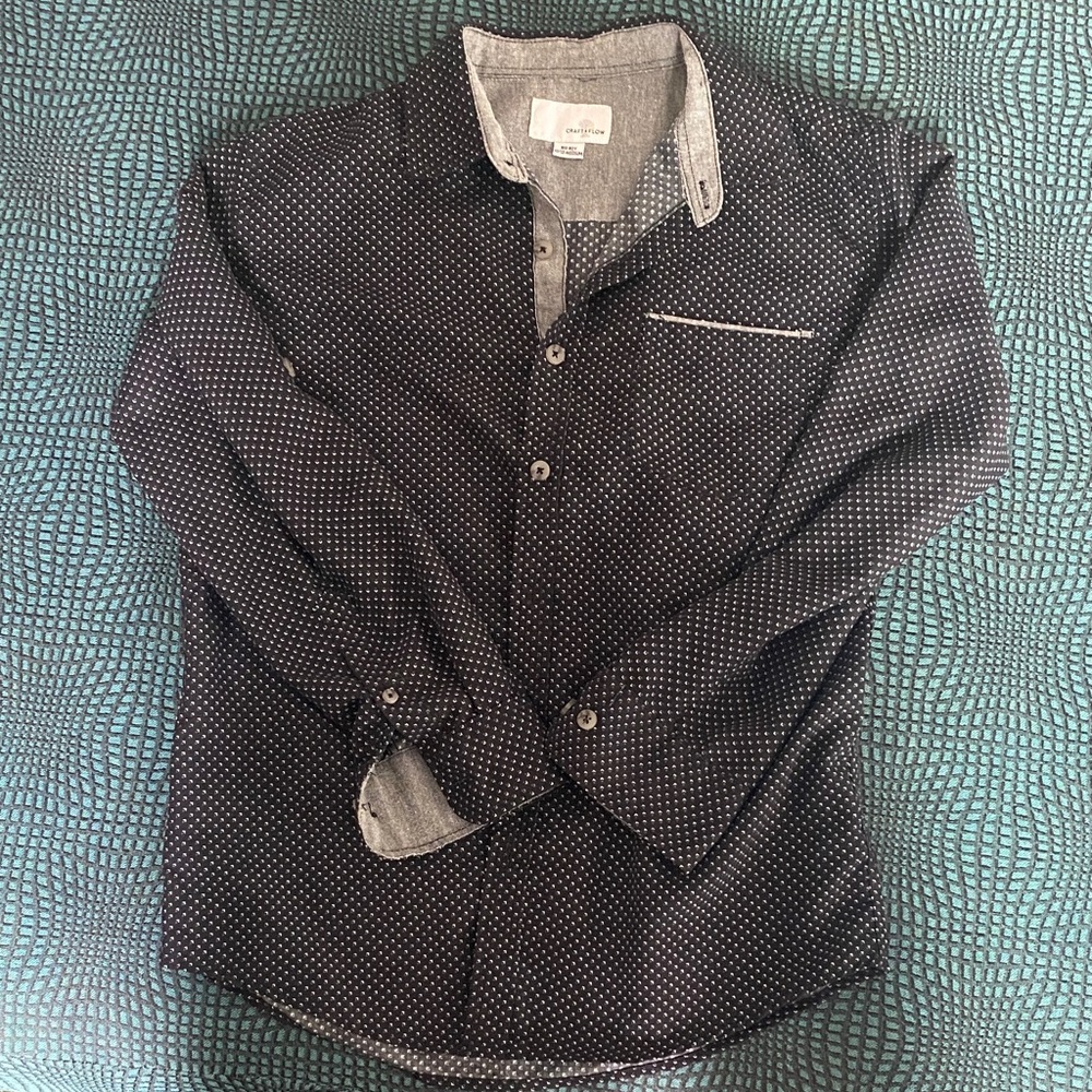 Jachs Black and White Dotted Casual Shirt